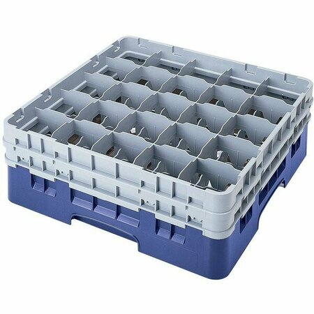 CAMBRO 25S418168 Camrack 4 1/2'' High Customizable Blue 25 Compartment Glass Rack with 1 Extender 21425S418BL